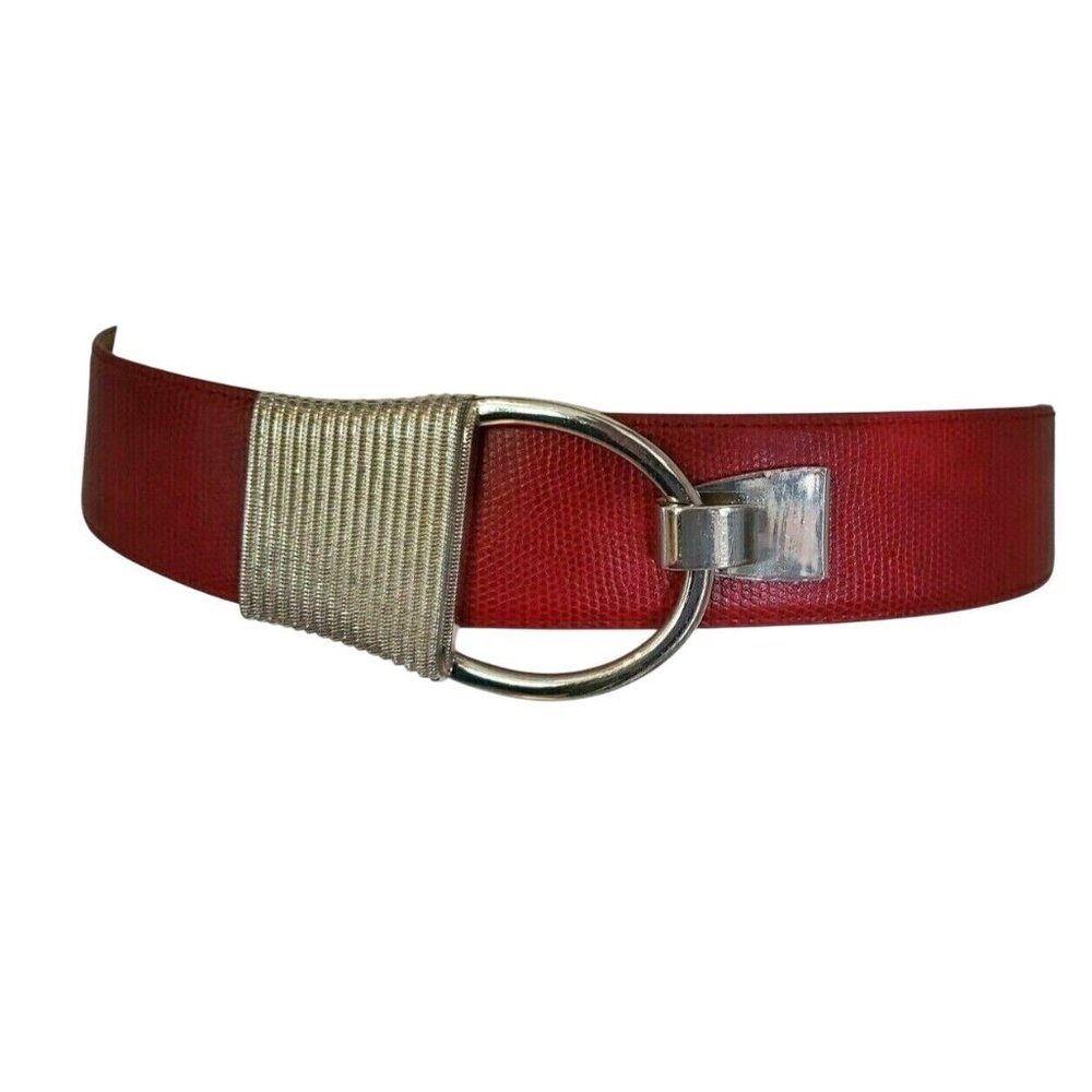 Vintage Y2K‎ Steve Madden Red Adjustable Belt Silver Buckle Faux Leather